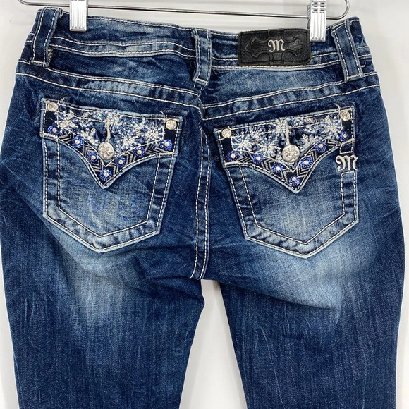 Miss Me Jeans Womens Size W26 L30 Y2K Mid Rise Skinny‎ Leg Sequin Embellished - Picture 1 of 16